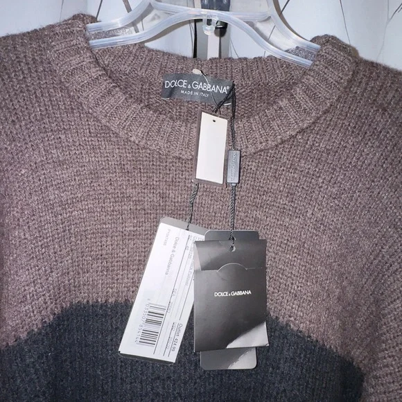 Dolce & Gabbana Men's Taupe and Black Crewneck Sweater